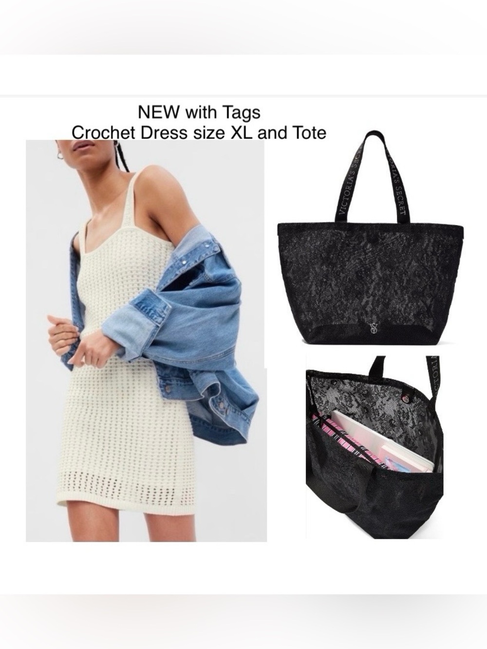 Crochet Dress Size XL and Tote